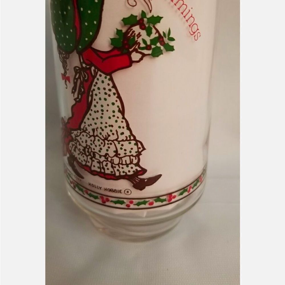 Vintage HOLLY HOBBIE Christmas COCA COLA Glass - LIMITED ED HOLLY with Green Hat - Picture 5 of 9